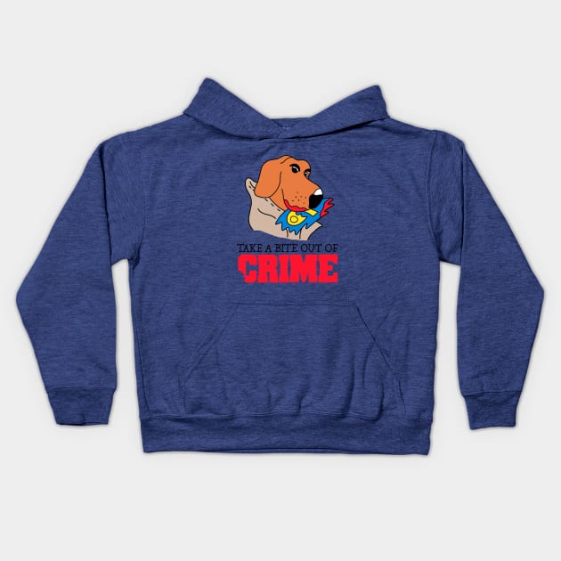 Take A Bite Out Of Crime Kids Hoodie by oxvaslim